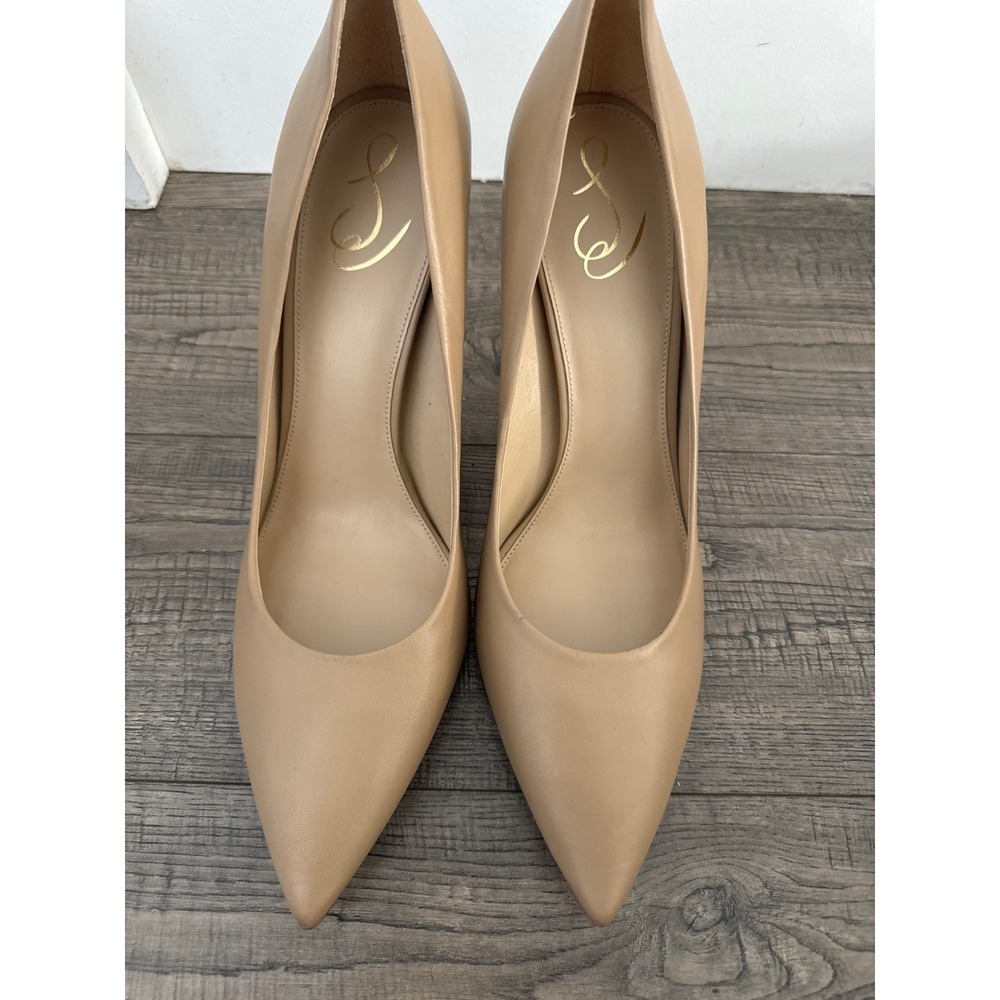 Sam Edelman Hazel Pointed Toe Pumps Light Beige Nude Leather Stiletto Heels 14M